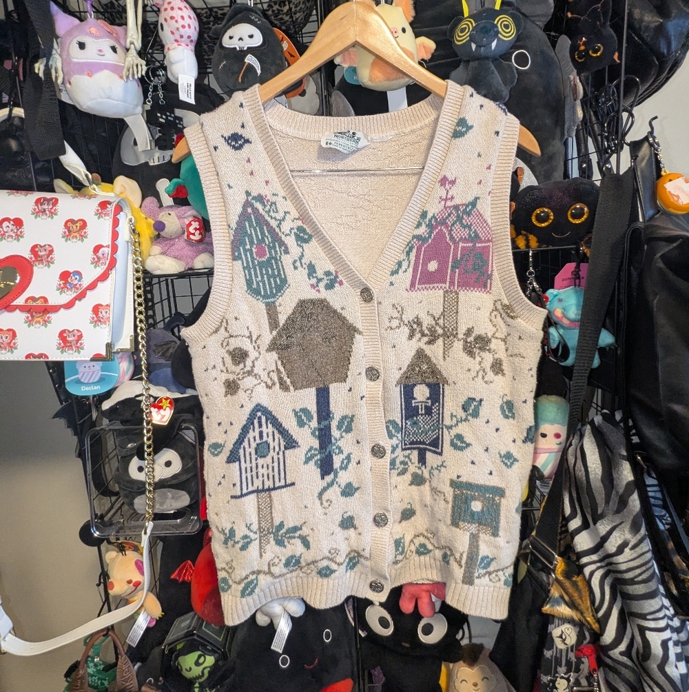 Cottagecore Vintage Birdhouse Knit Vest